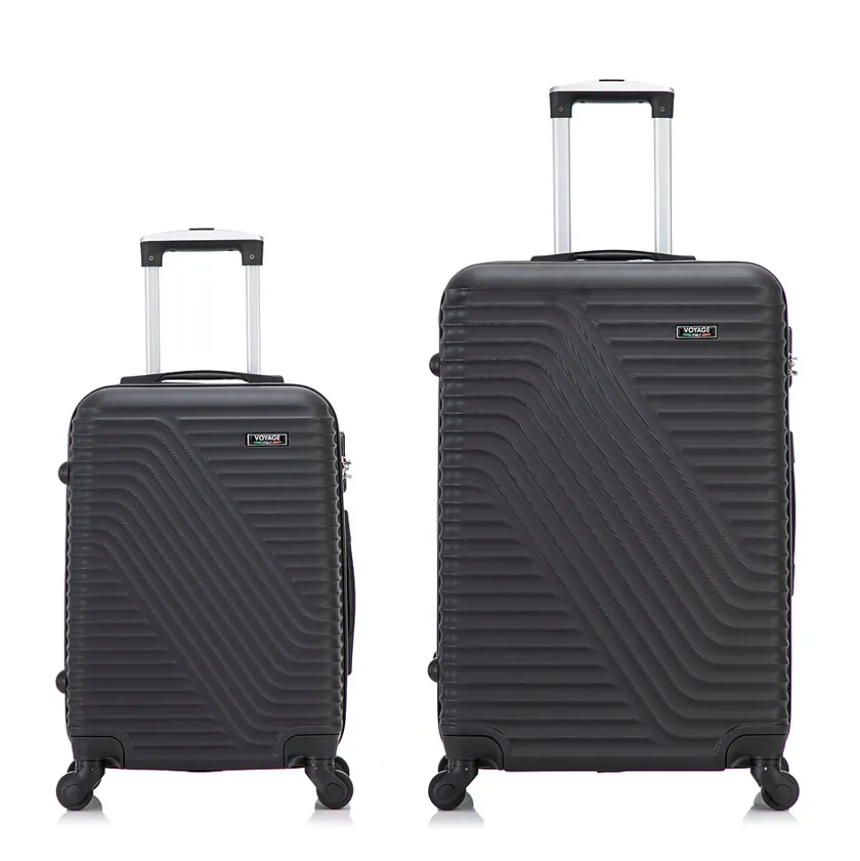 TUCCI VOYAGE Vertice 2-Piece Hardside Spinner Luggage Set, TSA Checkpoint Friendly, Black (V0001-02PC-BLK)