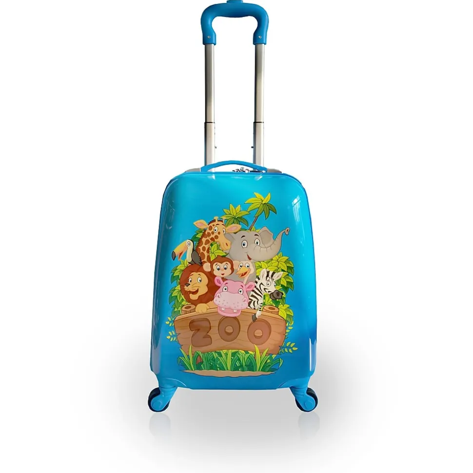 TUCCI Zooland Hardside Carry-On Suitcase, 4-Wheeled Spinner, TSA Checkpoint Friendly, Blue (T0498-Zooland)
