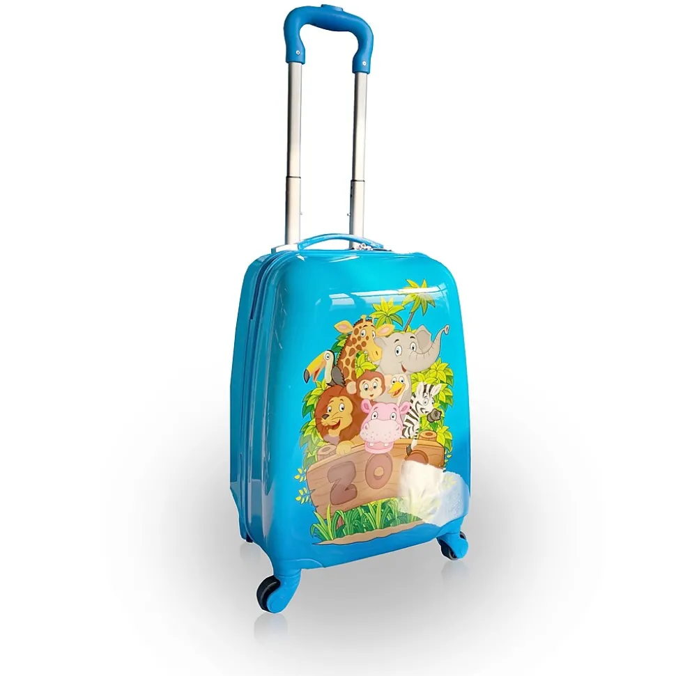 TUCCI Zooland Hardside Carry-On Suitcase, 4-Wheeled Spinner, TSA Checkpoint Friendly, Blue (T0498-Zooland)