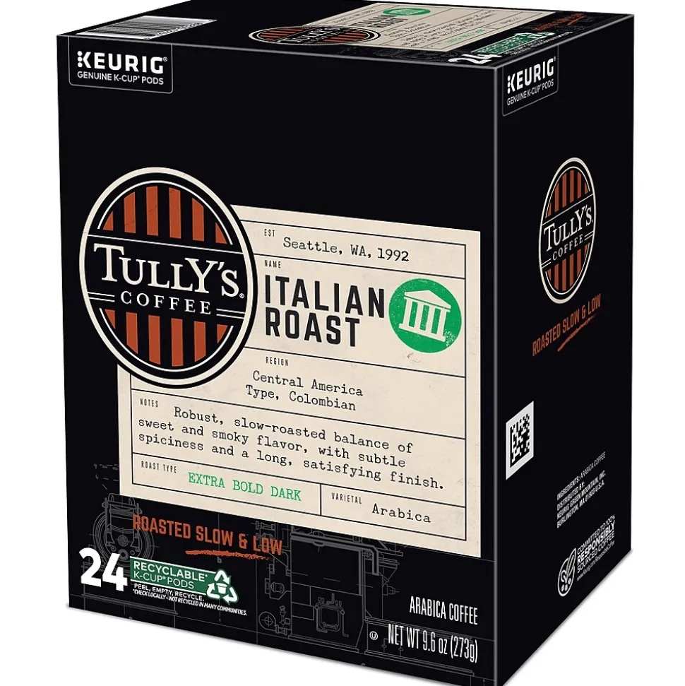 Tully's Italian Roast Coffee, Dark Roast, Keurig® K-Cup® Pods, 24/Box (193019)