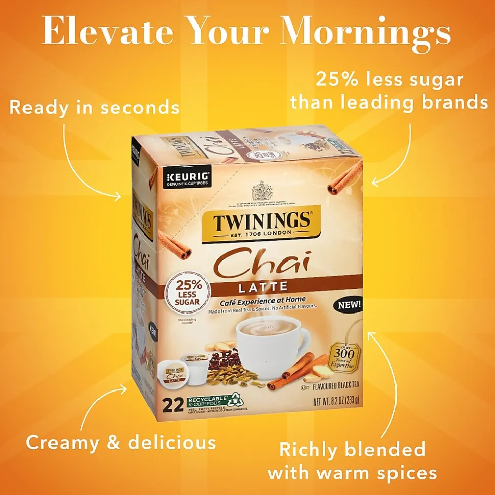 Twinings Chai Latte Black Tea, Keurig® K-Cup® Pods, 22/Box (TNA78919)