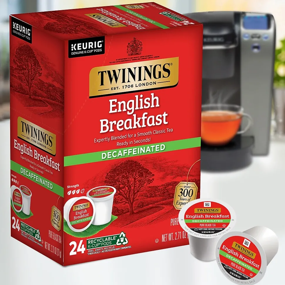 Twinings English Breakfast Decaf Black Tea, Keurig® K-Cup® Pods, 24/Box (TNA85784)