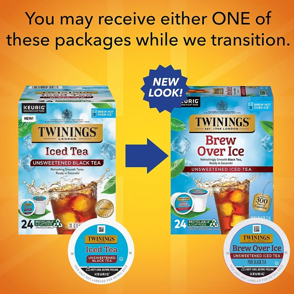 Twinings Iced Unsweetened Black Tea, Keurig® K-Cup® Pods, 24/Box (F16926)