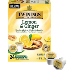 Twinings Lemon & Ginger Herbal Tea, Keurig® K-Cup® Pods, 24/Box (TNA89556)