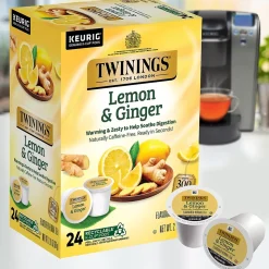 Twinings Lemon & Ginger Herbal Tea, Keurig® K-Cup® Pods, 24/Box (TNA89556)