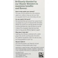 Twinings Probiotics Lemon and Ginger Herbal Tea Bags, 18/Box (F16483)