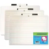 Two-Sided Rectangular, Primary Ruled/Blank Dry Erase Whiteboard, With Marker, 9" x 12", Pack of 3 (FLP19034-3)