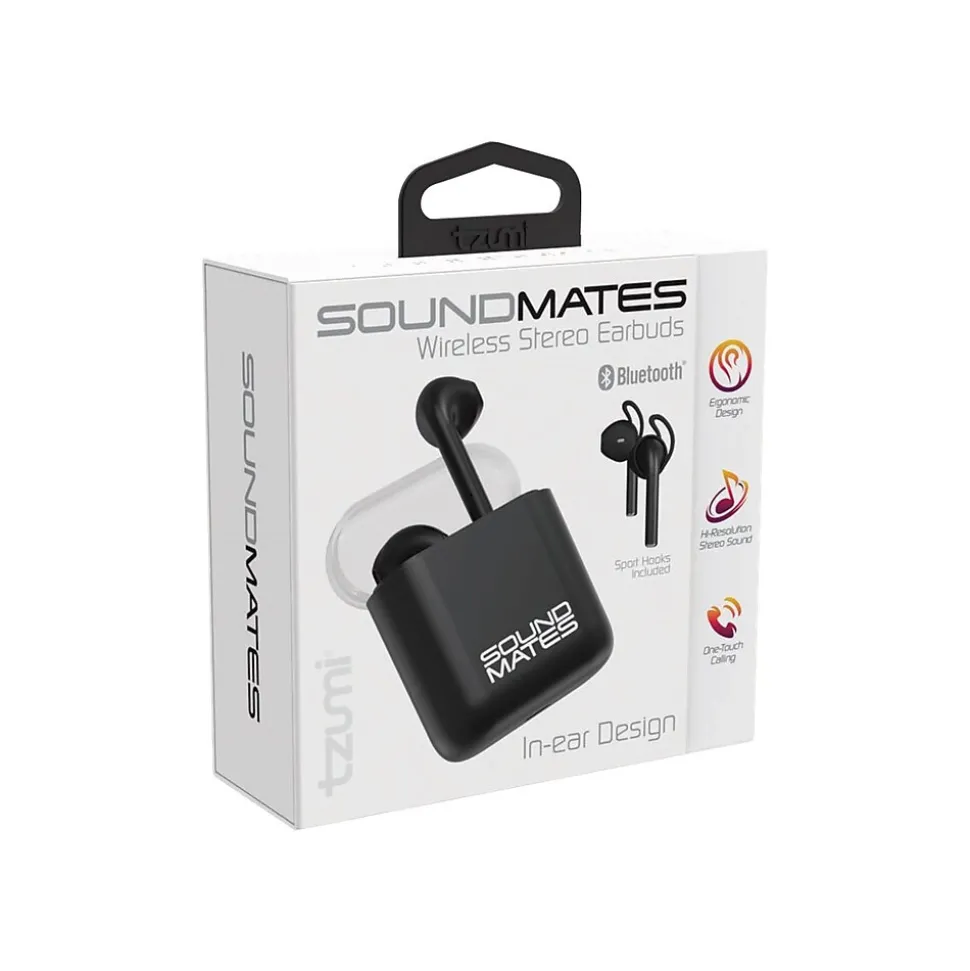Tzumi SoundMates Wireless Bluetooth Stereo Headphones, Black (6289ST)