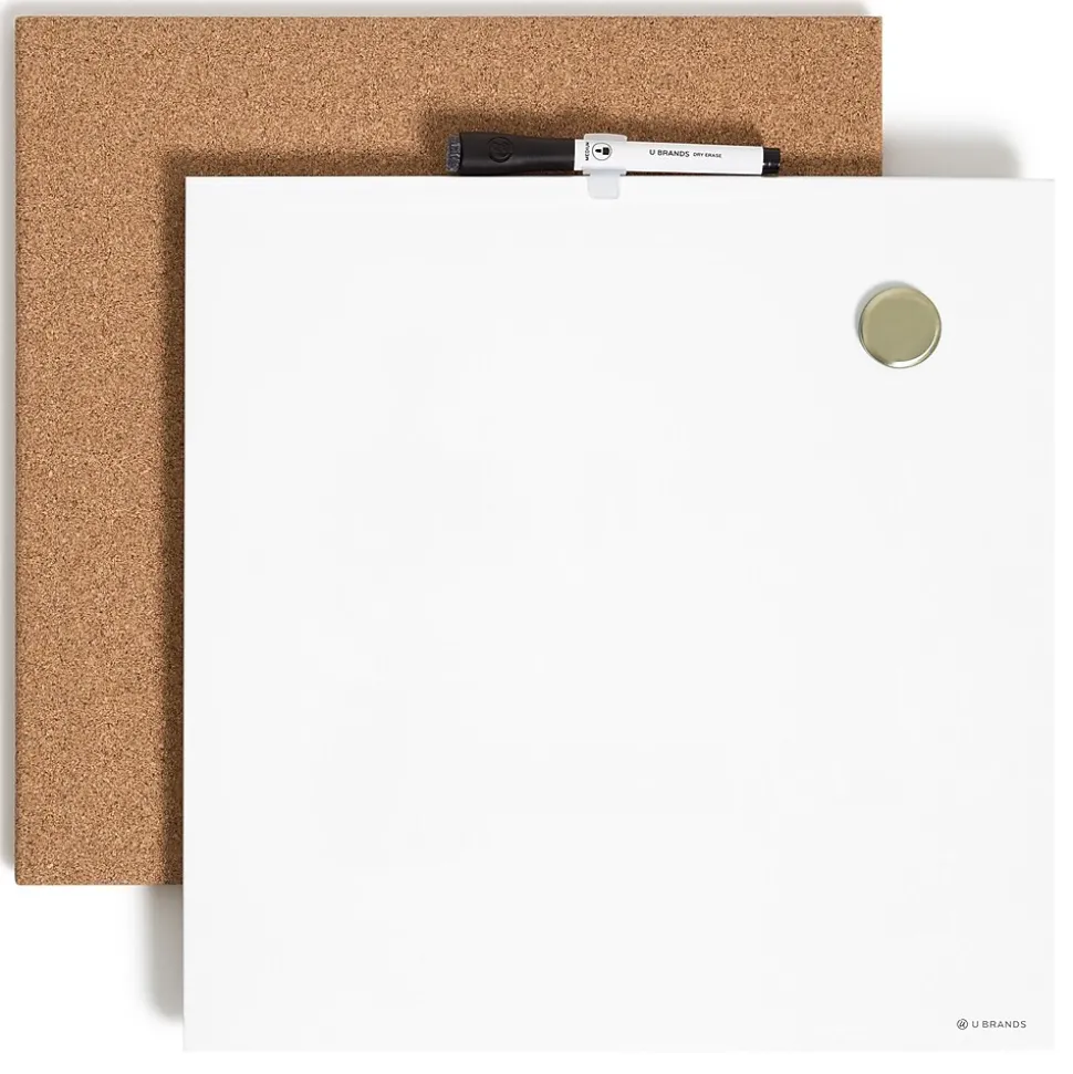 U Brands Cork & Dry Erase Board Set, 1' x 1' (3888U00-01)