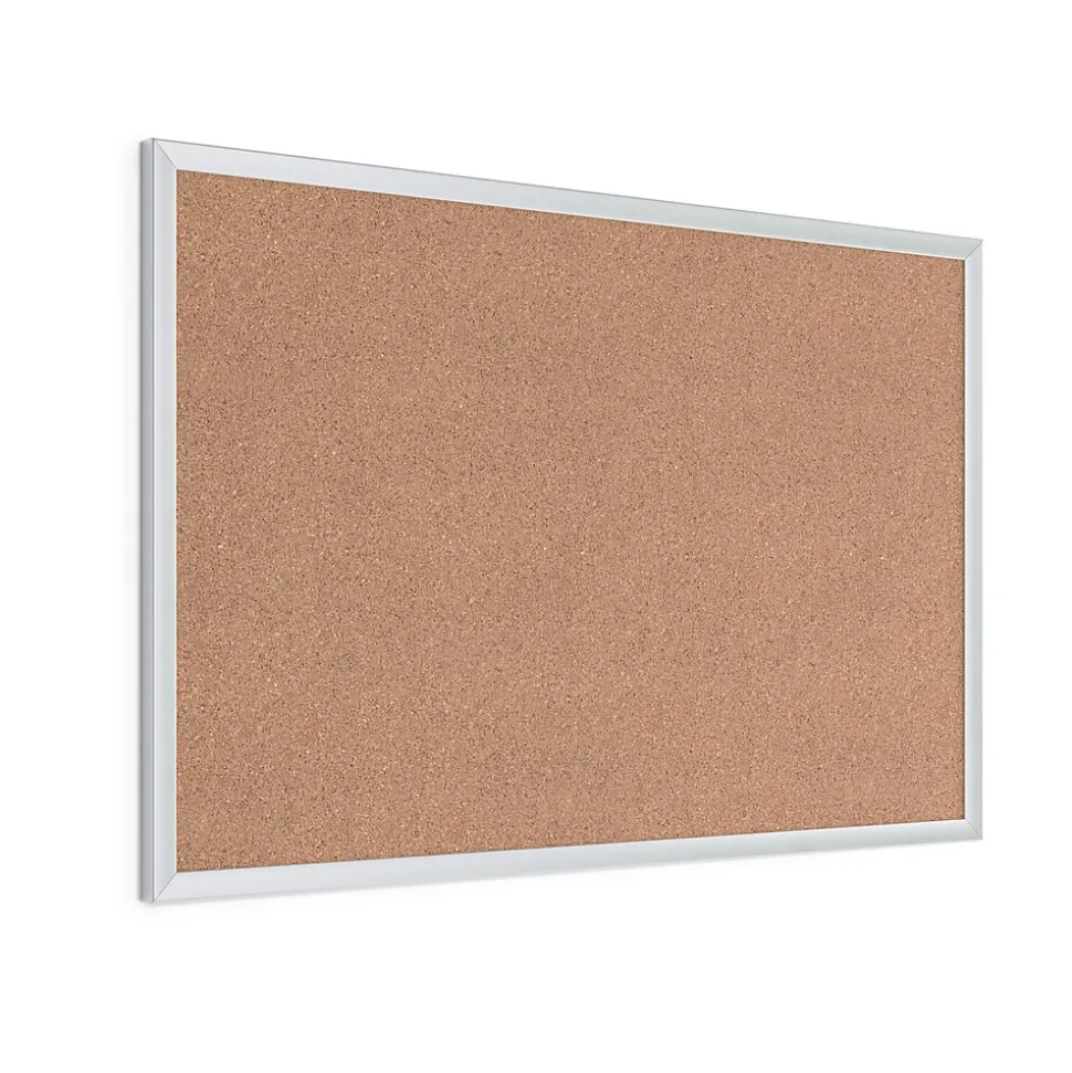 U Brands Cork Bulletin Board, 35" x 23", Silver Aluminum Frame