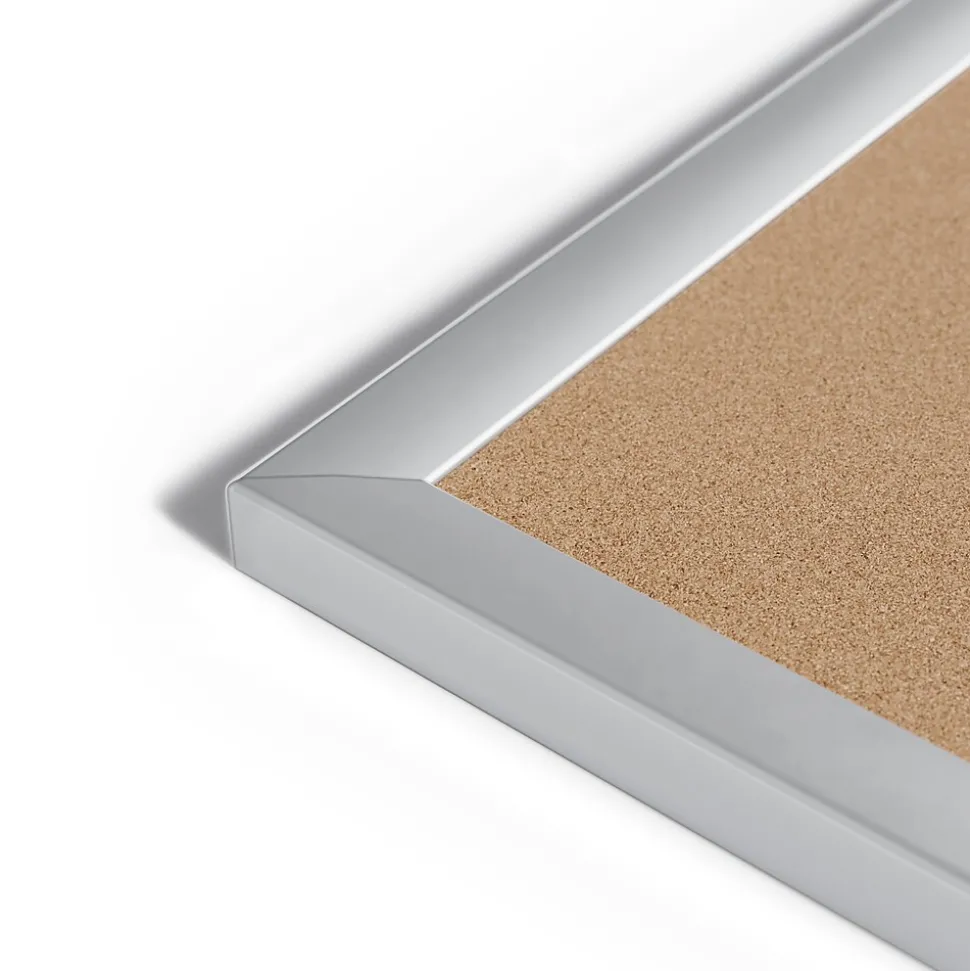 U Brands Cork Bulletin Board, 35" x 23", Silver Aluminum Frame