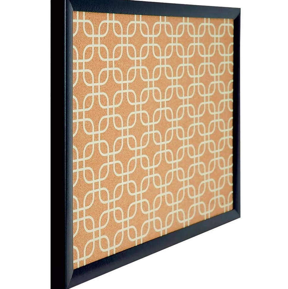 U Brands Fashion Cork Bulletin Board, 20" x 16", Black Frame (305U00-01)