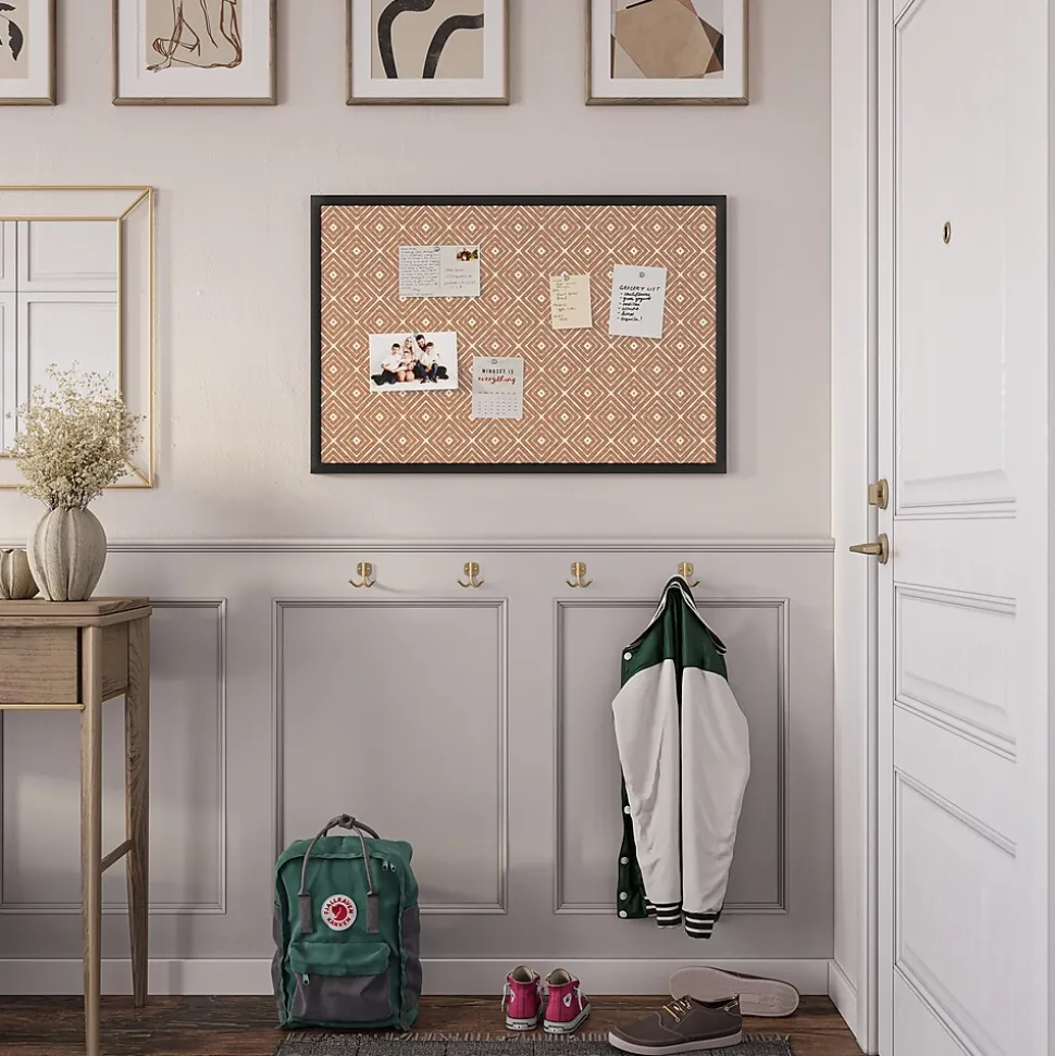 U Brands Fashion Cork Bulletin Board, Black Frame, 3' x 2' (2884U00-01)