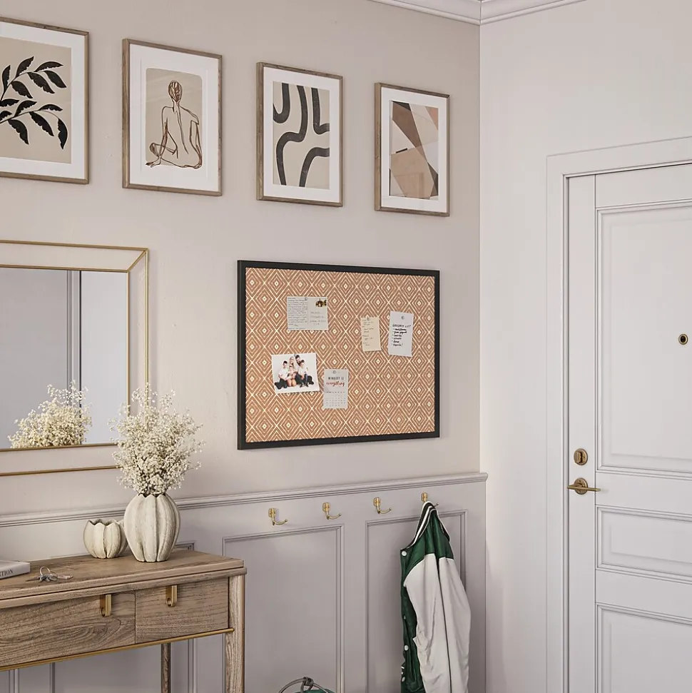 U Brands Fashion Cork Bulletin Board, Black Frame, 3' x 2' (2884U00-01)