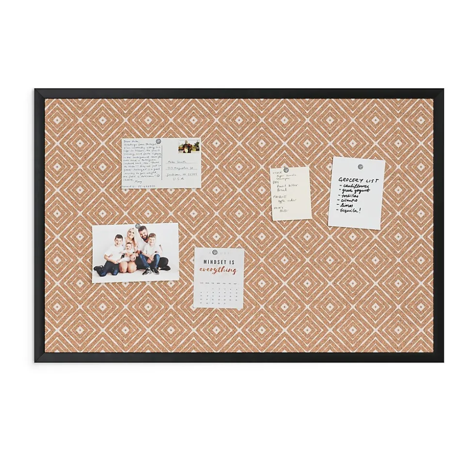 U Brands Fashion Cork Bulletin Board, Black Frame, 3' x 2' (2884U00-01)