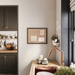 U Brands Fashion Cork Bulletin Board, Black Frame, 16