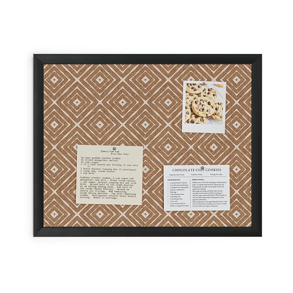 U Brands Fashion Cork Bulletin Board, Black Frame, 16"H x 20"W (2883U00-01)