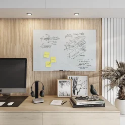 U Brands Floating Glass Ghost Grid Dry Erase Board, Frameless, 3' x 2' (2798U00-01)