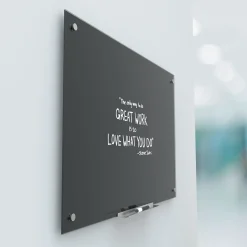 U Brands Glass Dry Erase Board, 70" x 35", Black Surface, Frameless (172U00-01)