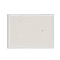 U Brands Linen Bulletin Board, 23" x 17", White Décor Frame