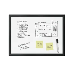 U Brands Magnetic Dry Erase Whiteboard, Black MDF Frame, 23