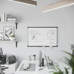 U Brands PINIT Steel Dry-Erase Whiteboard, Aluminum Frame, 3' x 2' (2805U00-01)