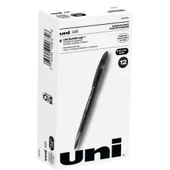 uni AIR Porous Point Pens, Medium Point, 0.7mm, Black, Black Ink, 12/Pack (1927631)