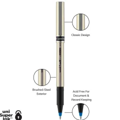 Uni Deluxe Rollerball Pen,Fine Point, Blue Ink, Dozen (60053)