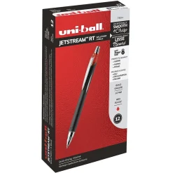 uni Jetstream RT Retractable Ballpoint Pen, Medium Point, 1.0mm, Red Ink, Dozen (73834)
