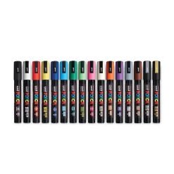 Uni POSCA Permanent Specialty Marker, Medium Bullet Tip, Assorted Colors, 16/Pack (PC5M16C)