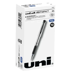 uni-ball 207 Impact Gel Pens, Bold Point, Blue Ink, 12/Pack (65801)