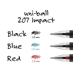 uni-ball 207 Impact Gel Pens, Bold Point, Red Ink, Dozen (65802)