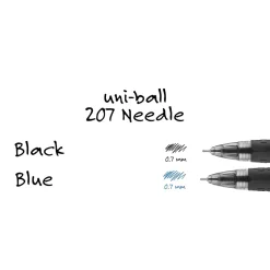 uniball 207 Needle Retractable Gel Pens, Medium Point, 0.7mm, Blue Ink, Dozen (1736098)