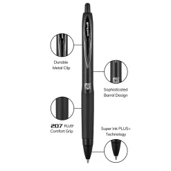 uni-ball 207 Plus+ Retractable Gel Pens, Medium Point, 0.7mm, Black Ink, 4/Pack (70460)