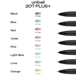 uni-ball 207 Plus+ Retractable Gel Pens, Medium Point, 0.7mm, Black Ink, 4/Pack (70460)