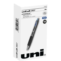 uniball 207 Retractable Gel Pens, Bold Point, 1.0mm, Blue Ink, Dozen (1790896)