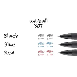 uniball 307 Retractable Gel Pens, Medium Point, 0.7mm, Blue Ink, 3/Pack (1927593)