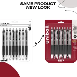 uni-ball 207 Retractable Gel Pens, Medium Point, 0.7mm, Black Ink, 8/Pack (1756584)