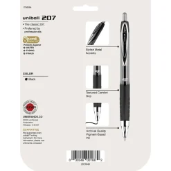 uni-ball 207 Retractable Gel Pens, Medium Point, 0.7mm, Black Ink, 8/Pack (1756584)