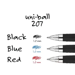 uniball 207 Retractable Gel Pens, Bold Point, 1.0mm, Black Ink, 12/Pack (1790895)