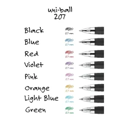 uni-ball 207 Retractable Gel Pens, Medium Point, 0.7mm, Black Ink, Dozen (33950)
