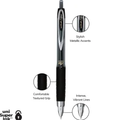 uni-ball 207 Retractable Gel Pens, Micro Point, Black Ink, 4/Pack (61270)