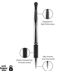 uniball Gel Grip Gel Pens, Medium Point, 0.7mm, Black Ink (65450)