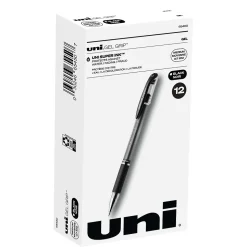 uni-ball Gel Grip Gel Pens, Medium Point, Black Ink, Dozen (65450)