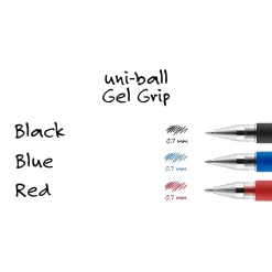 uniball Gel Grip Gel Pens, Medium Point, 0.7mm, Red Ink, 12/Pack (65452)