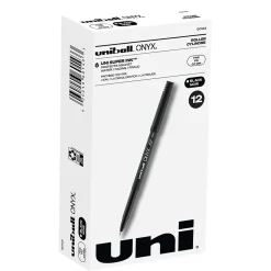uniball Onyx Rollerball Pens, Fine Point, 0.7mm, Black Ink, Dozen (60143)