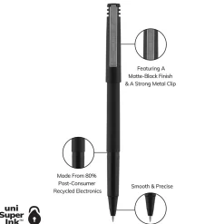 uniball Roller Rollerball Pens, Micro Point, 0.5mm, Black Ink, 36/Pack (1921065)