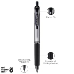 uniball Signo RT Gel Pens, Medium Point, 0.7mm, Black Ink, Dozen (65940)