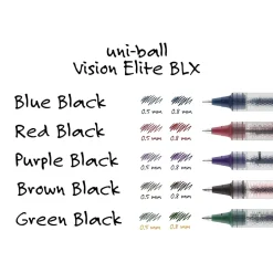 uni-ball Vision Elite BLX Rollerball Pens, Bold Point, 0.8mm, Blue/Black Ink (61232)