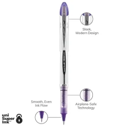 uniball Vision Elite Rollerball Pens, Bold Point, 0.8mm, Purple Ink (69025)